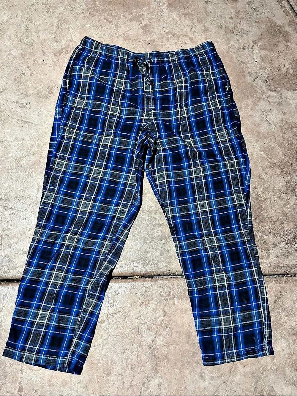 Eddie Bauer Lounge Flannel Sleep Pants Plaid Blue & Black XL